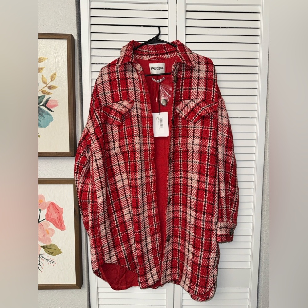 Red and White Checkered Blazer Jacket